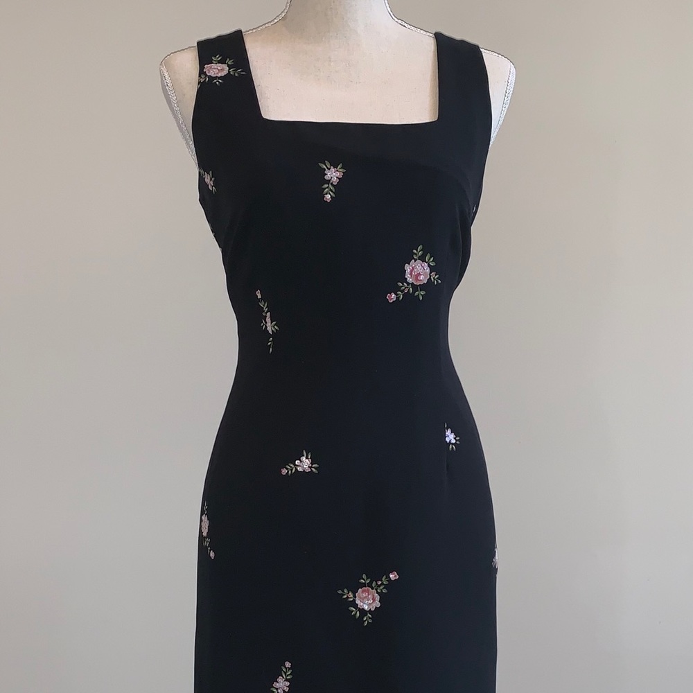 Black Dres with Pink Flowers and Sequins